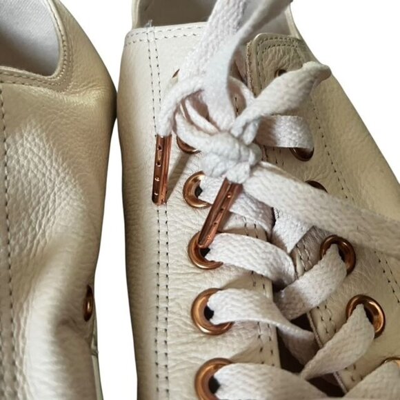 Converse All Star Leather Low Top Pale Pink Rose Gold Trim Sneakers Women's Size - Picture 3 of 6